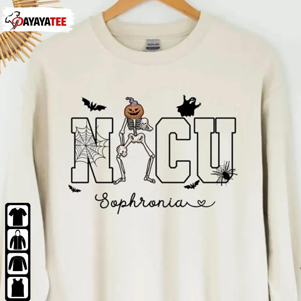 Custom Nicu Halloween Nurse Sweatshirt Nursing Skeleton Pumpkin - Ingenious Gifts Your Whole Family
