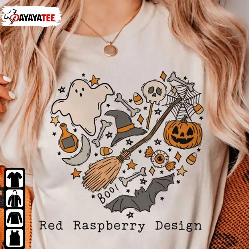 Cute Halloween Heart Doodle Shirt I Love Halloween Unisex Merch Gift - Ingenious Gifts Your Whole Family