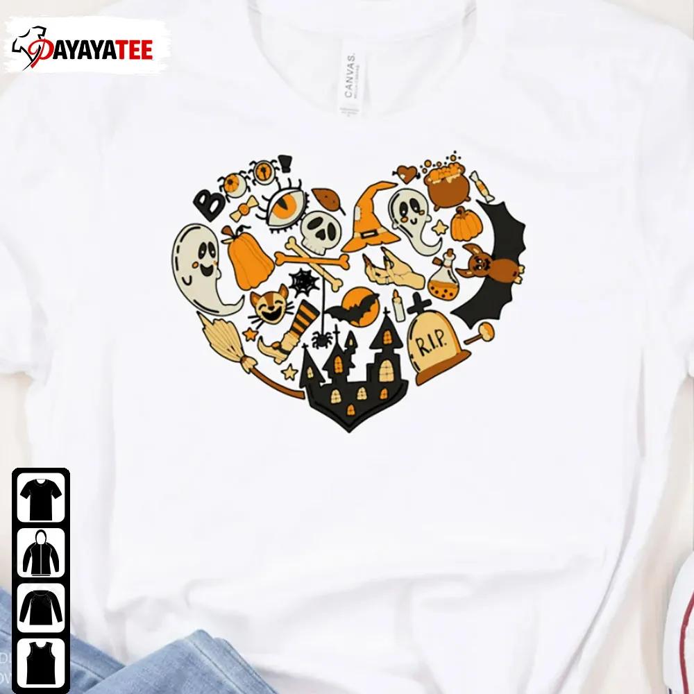 Cute Halloween Heart Doodle Shirt Little Things Pumpkin Cat Spooky Vibes Unisex - Ingenious Gifts Your Whole Family