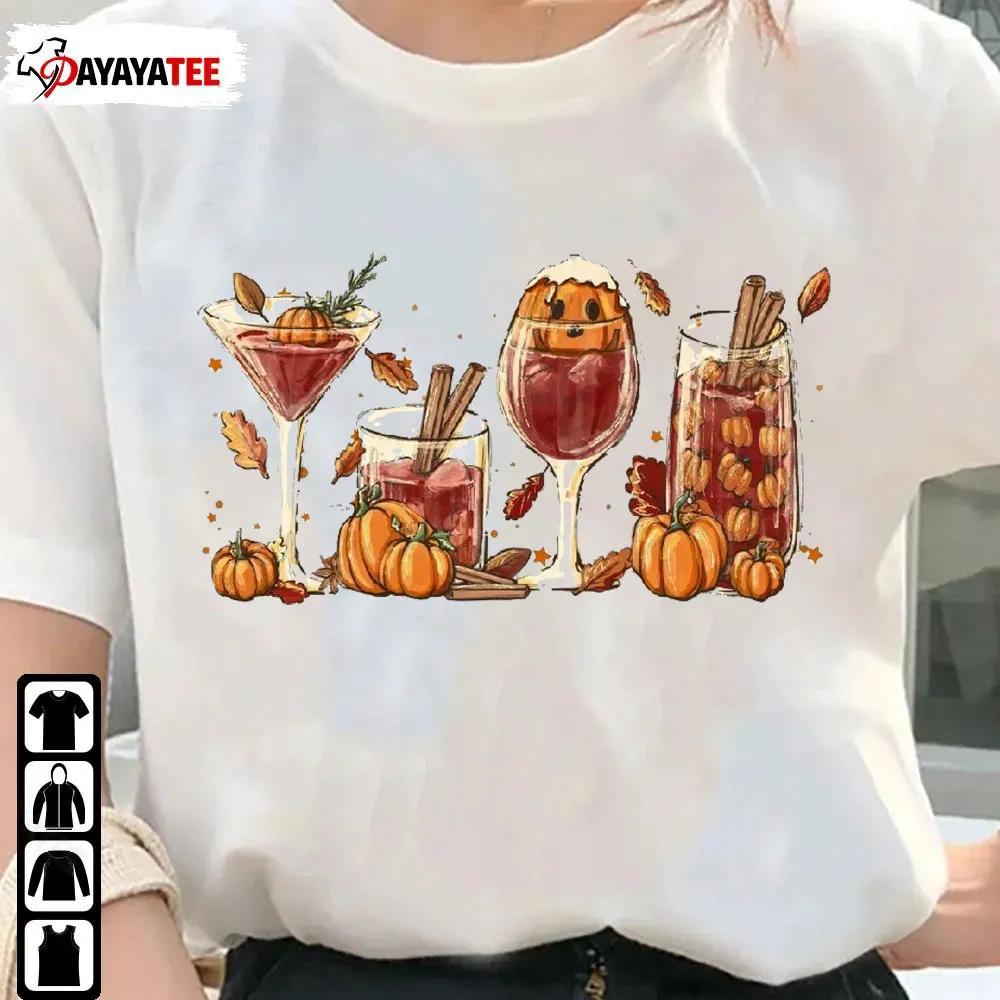 Fall Wine Glasses Shirt Pumpkin Mulled Wine Iced Warm Cozy Autumn Orange - Ingenious Gifts Your Whole Family