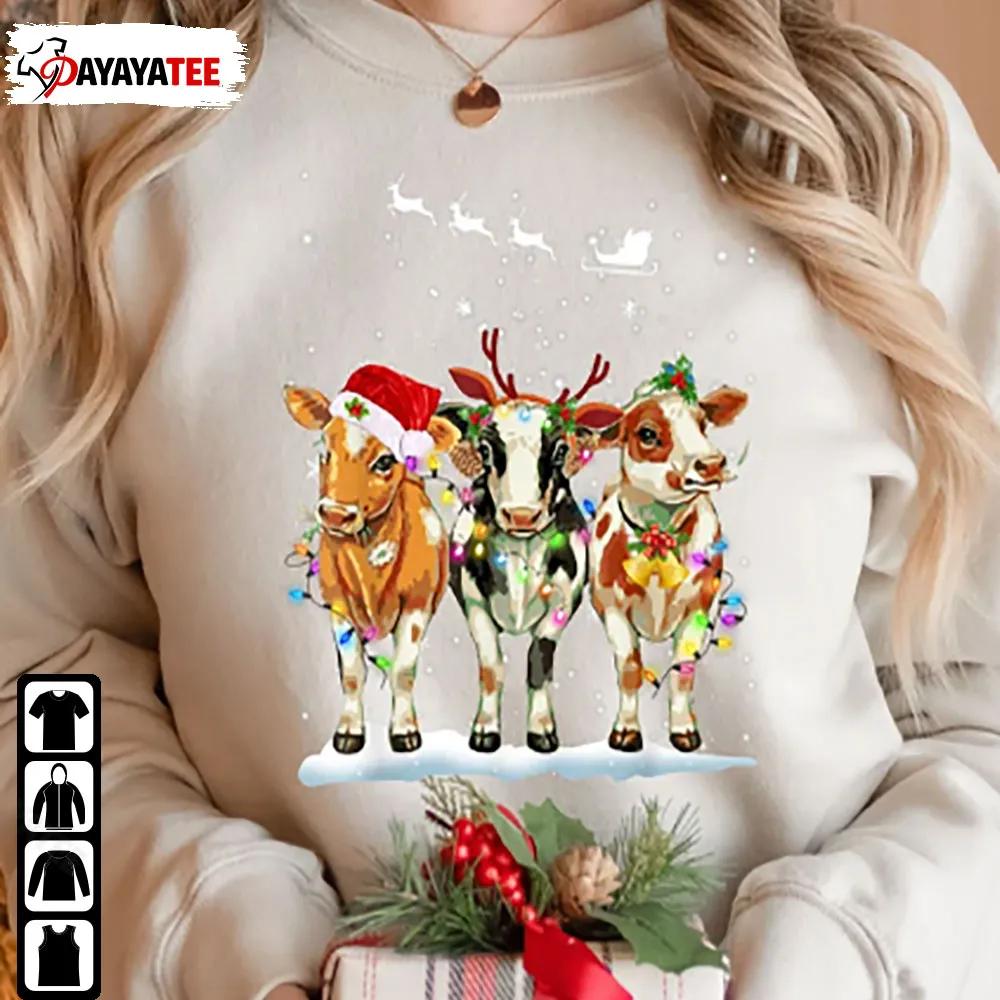 Farm Christmas Santa Cow Sweatshirt Woman Shirt Mothers Day Gift, Holly Cow - Ingenious Gifts Your Whole Family