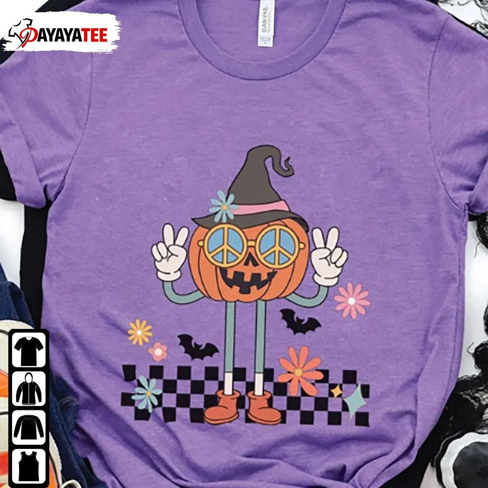 Groovy Pumpkin Halloween Shirt Retro Pumpkin Witch Flower Vintage - Ingenious Gifts Your Whole Family
