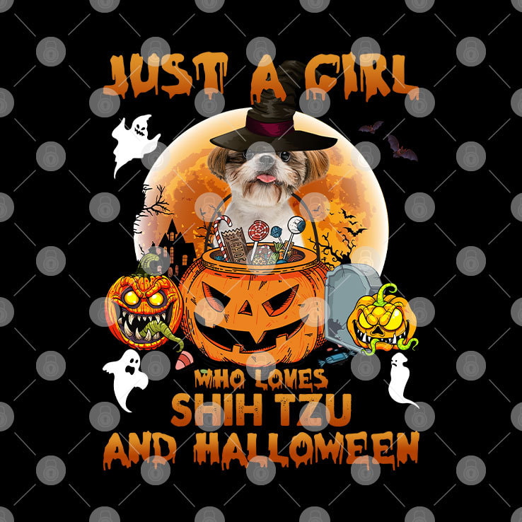 Just A Girl Who Loves Shih Tzu And Halloween Shirt