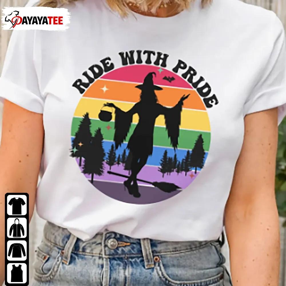 Lgbt Halloween Ride With Pride Shirt Queer Lgbt Flag - Ingenious Gifts Your Whole Family