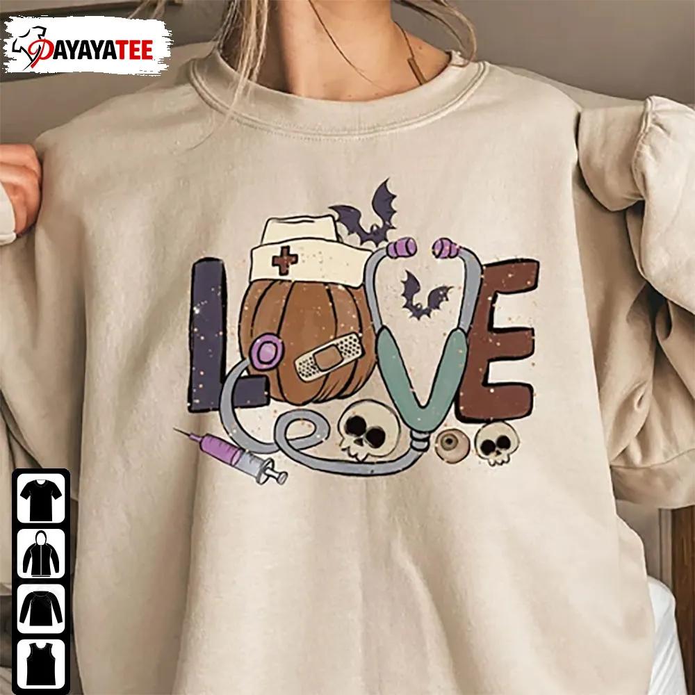 Love Nurse Halloween Shirt Pumpkin Stethoscope Healthcare Worker - Ingenious Gifts Your Whole Family