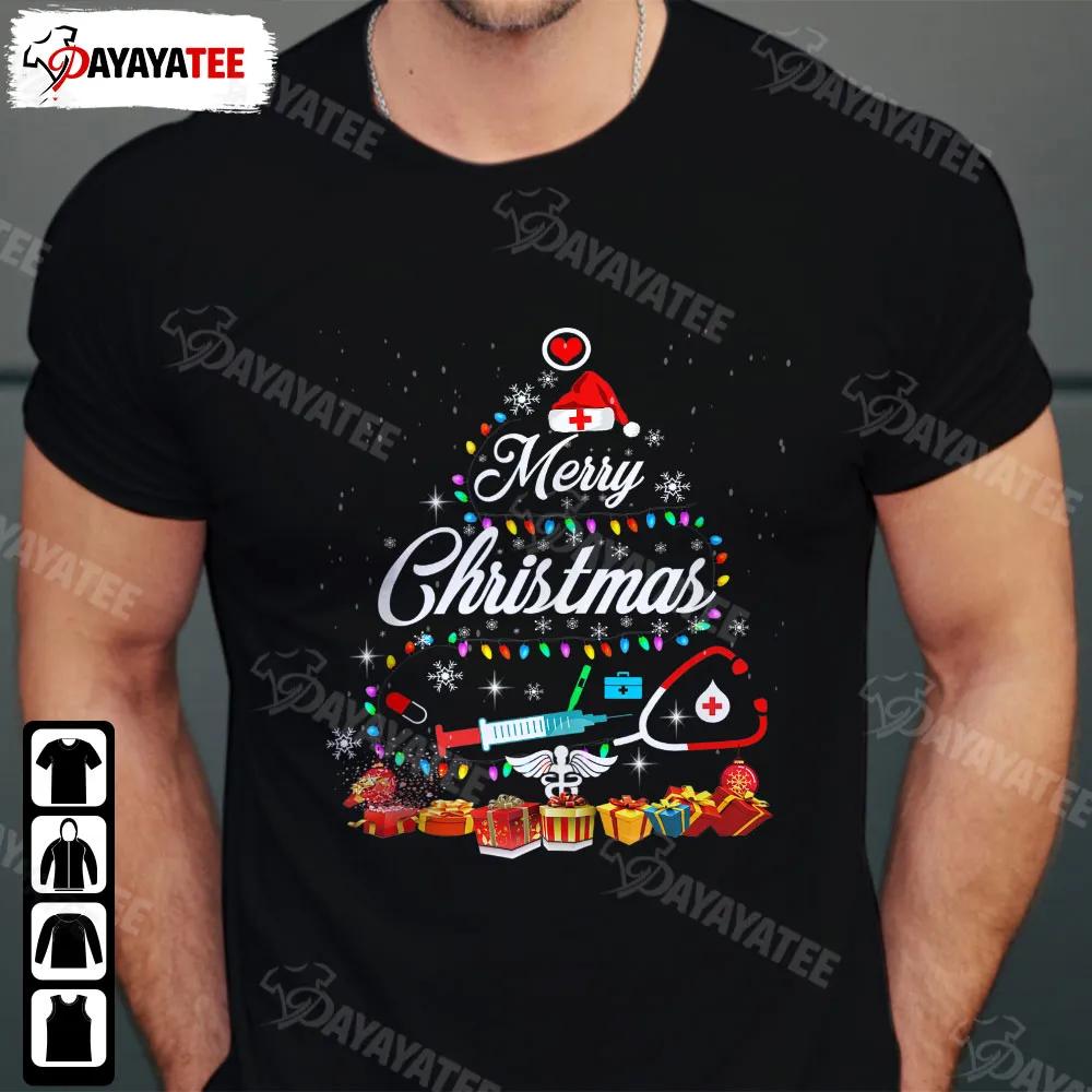 Merry Christmas Nurse Shirt Yuletide Practitioners Cute Santa Hat Christmas Tree - Ingenious Gifts Your Whole Family