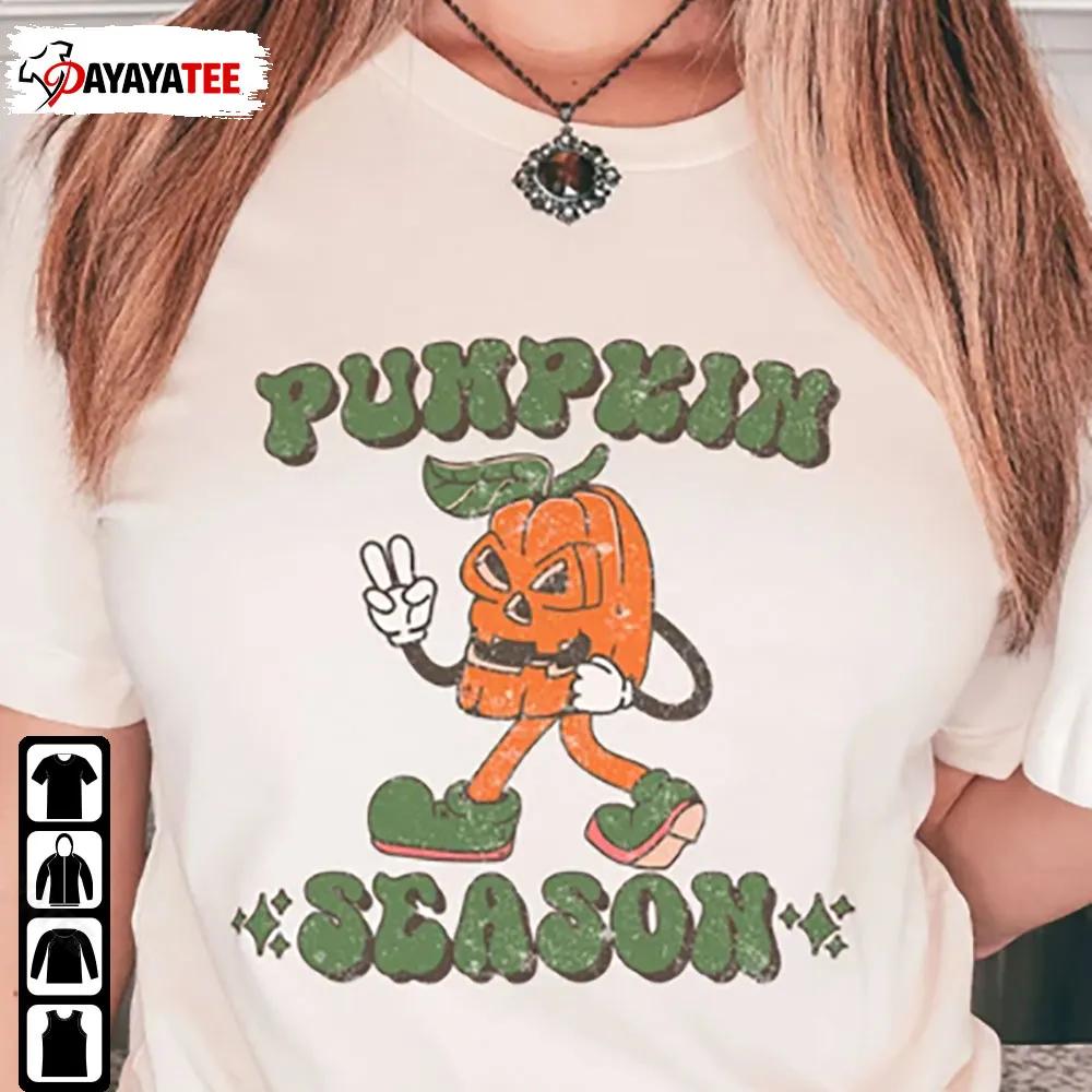 Pumpkin Season Halloween Shirt Groovy Retro Vintage Fall - Ingenious Gifts Your Whole Family