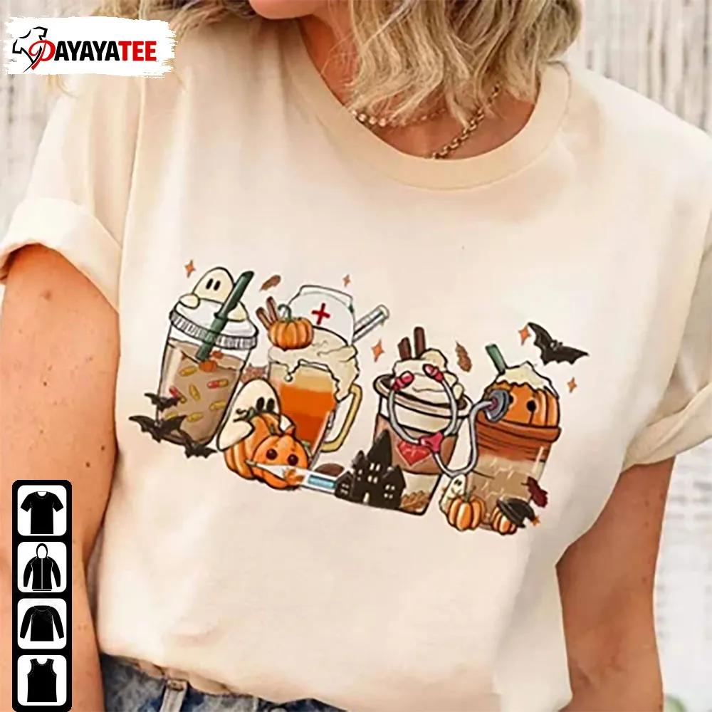 Retro Fall Coffee Nurse Halloween Shirt Pumpkin Boo Nursing Gift - Ingenious Gifts Your Whole Family