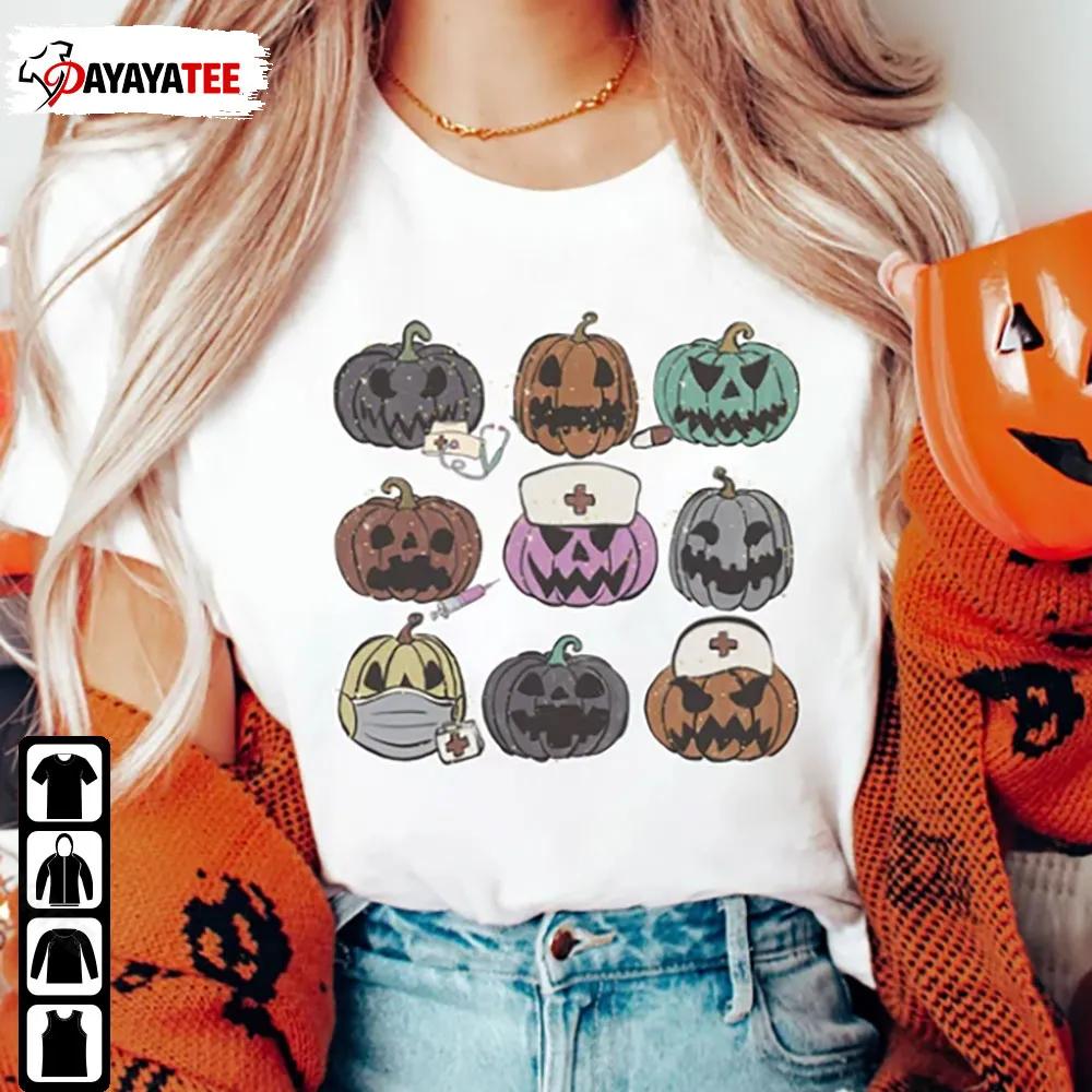 Retro Halloween Nurse Shirt Ghost Spooky Pumpkin Unisex - Ingenious Gifts Your Whole Family