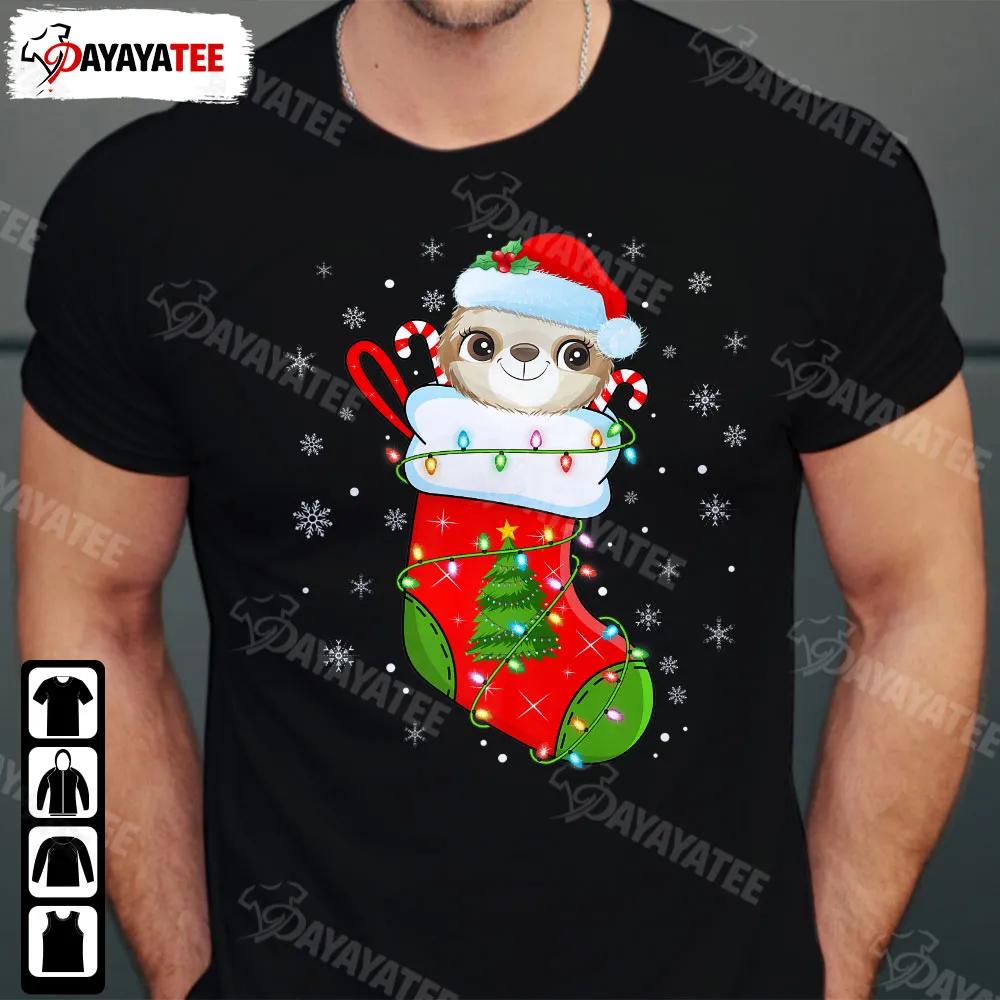 Sloth In Christmas Socks Shirt Funny Santa Sloth Xmas Premium - Ingenious Gifts Your Whole Family