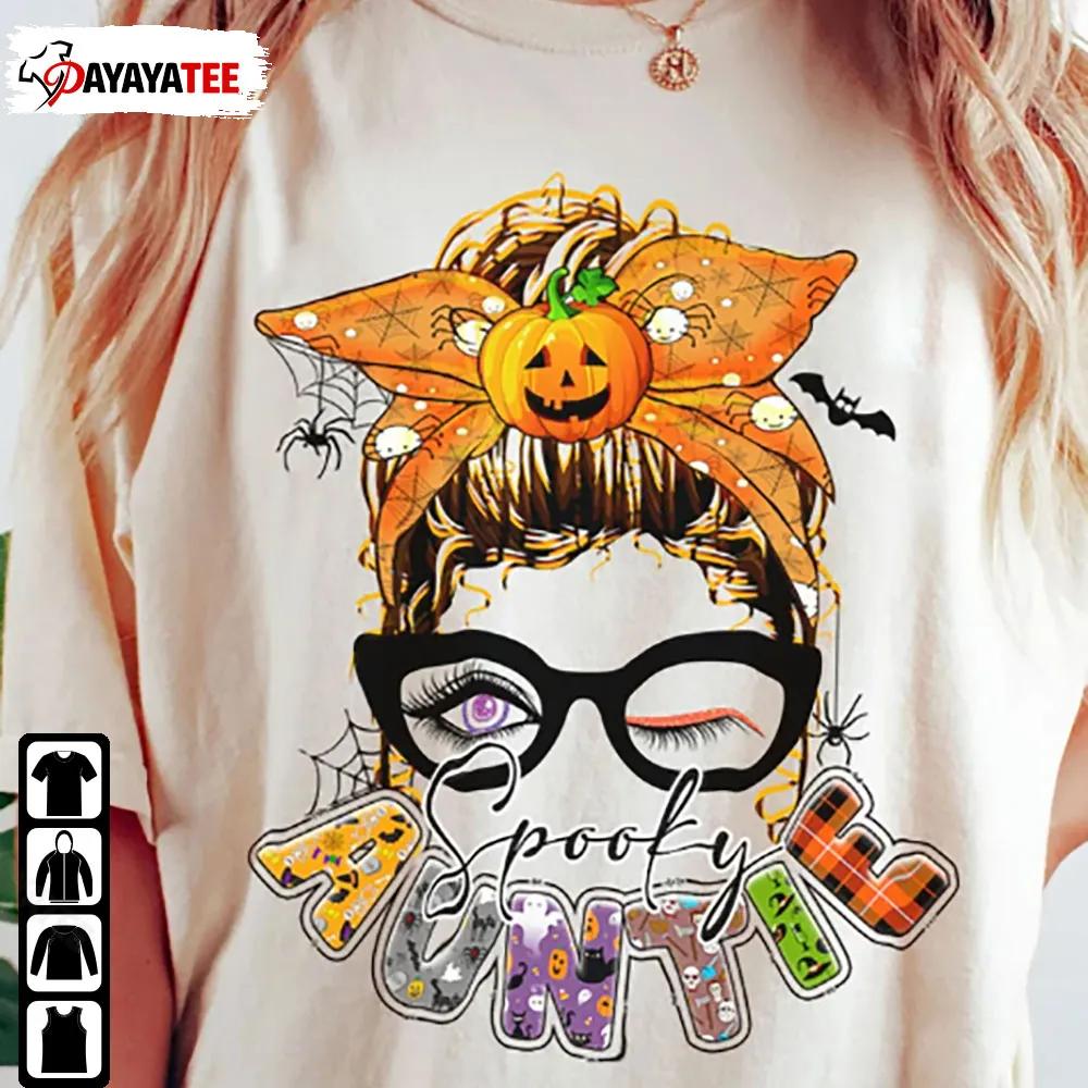 Spooky Auntie Halloween Shirt Messy Bun Halloween Costume Ideas - Ingenious Gifts Your Whole Family