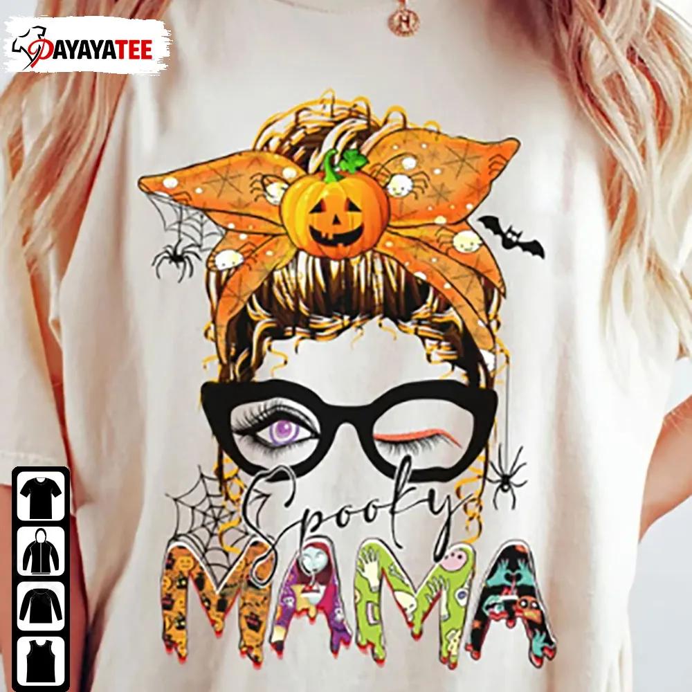 Spooky Mama Halloween Shirt Messy Bun Halloween Costume - Ingenious Gifts Your Whole Family
