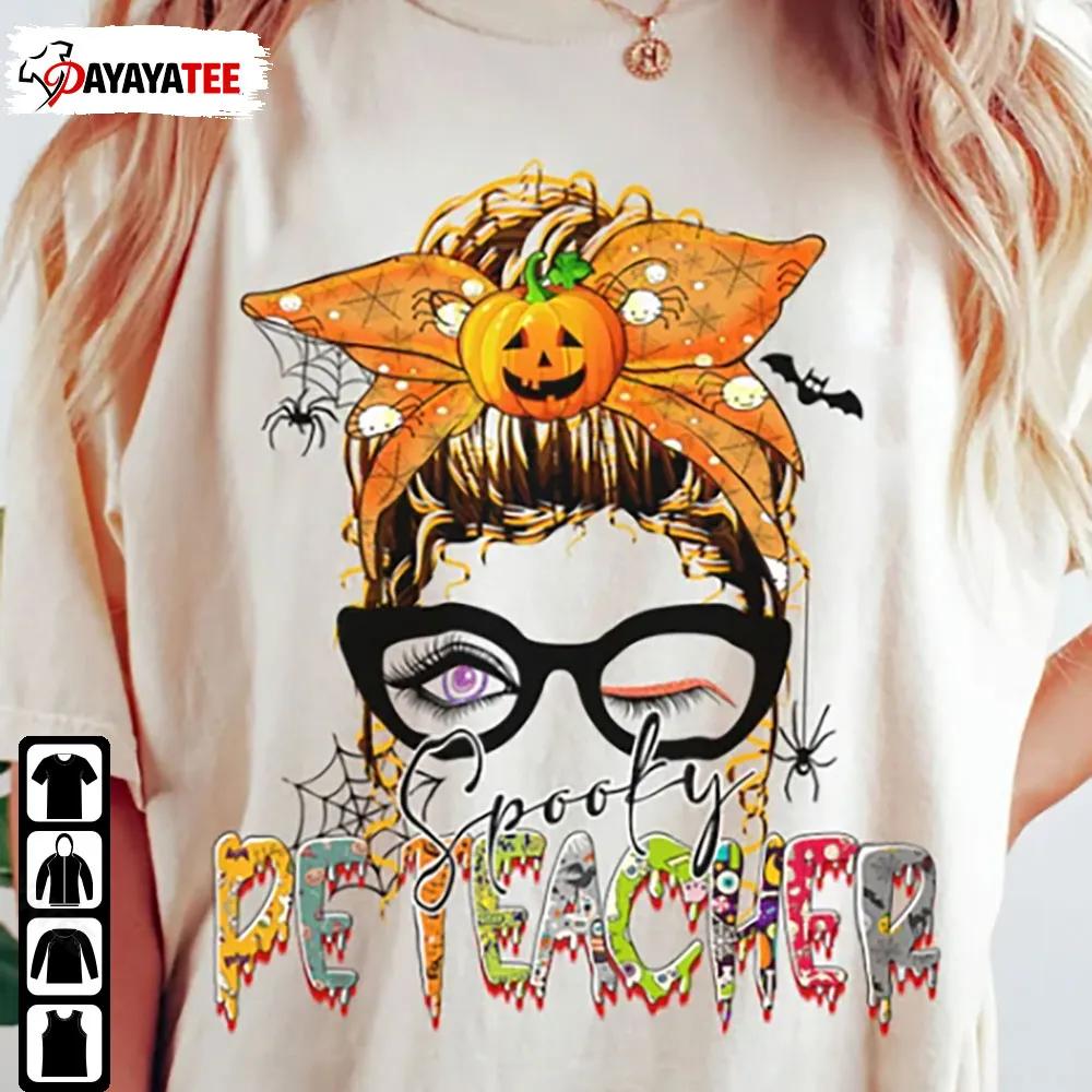 Spooky Pe Teacher Halloween Shirt Messy Bun Halloween Costume - Ingenious Gifts Your Whole Family
