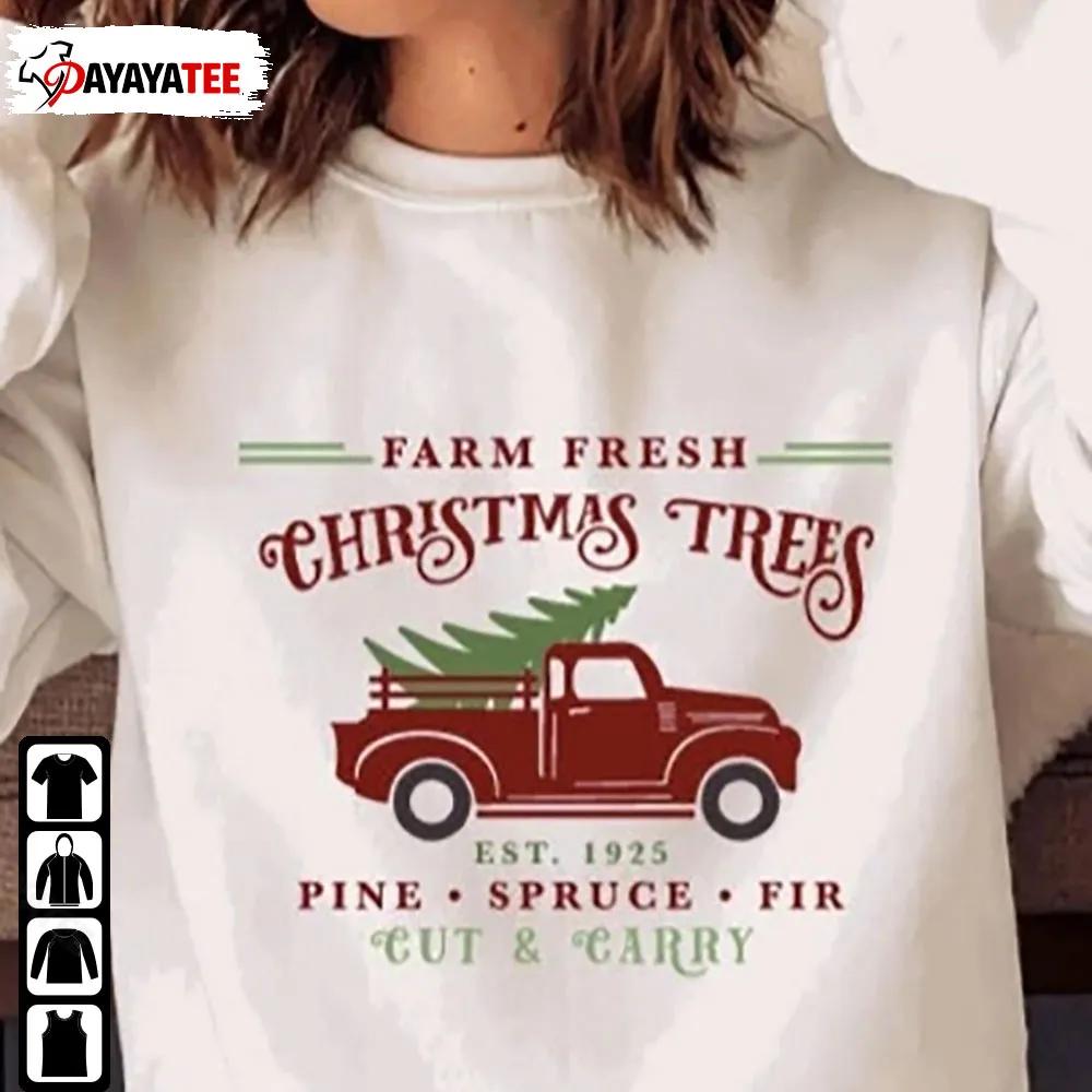 Vintage Christmas Tree Red Truck Sweatshirt Hallmark Farm Fresh Est 1925 - Ingenious Gifts Your Whole Family