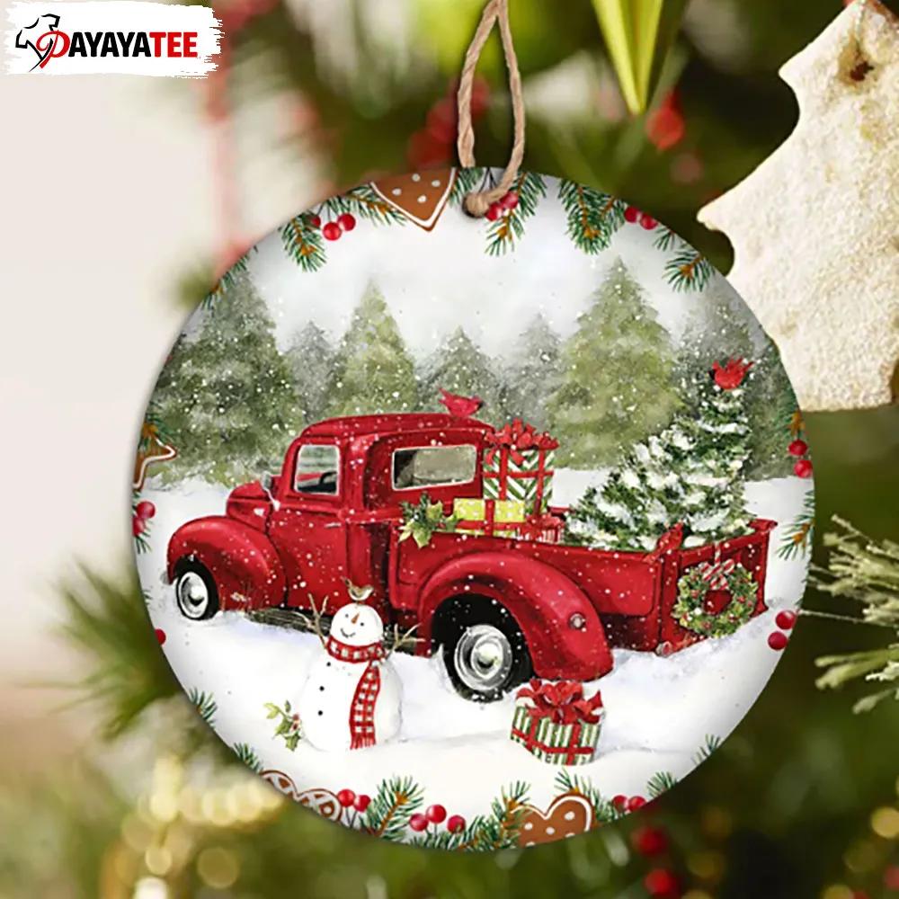 Vintage Red Truck Christmas Ornament Winter Scene - Ingenious Gifts Your Whole Family