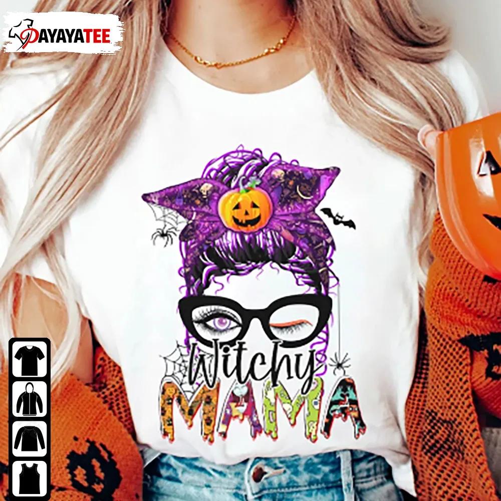 Witchy Mama Shirt Messy Bun Halloween Hoodie Spooky Mom Gift - Ingenious Gifts Your Whole Family