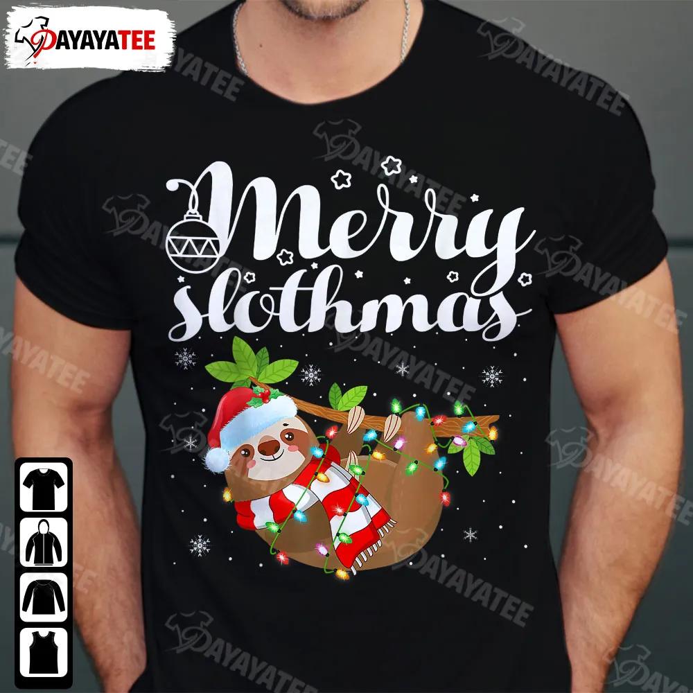 Xmas Lights Merry Slothmas Shirt Funny Sloth Christmas Outfit For Men Women Girls Kids - Ingenious Gifts Your Whole Family