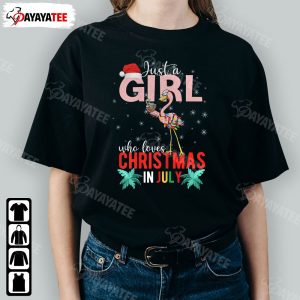 Just A Girl Who Loves Christmas In July Shirt Summer Flamingo - Ingenious Gifts Your Whole Family