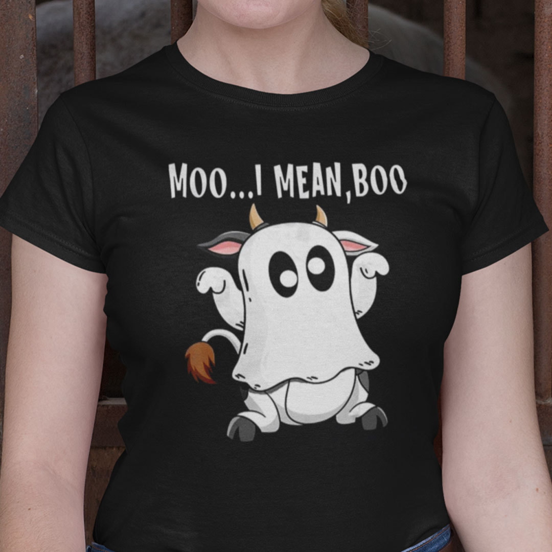 Moo I Mean Boo Shirt Cow Halloween