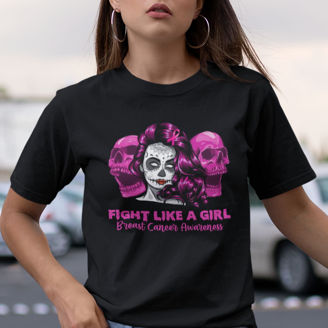 Fight Like A Girl Breast Cancer Awareness Halloween Shirt