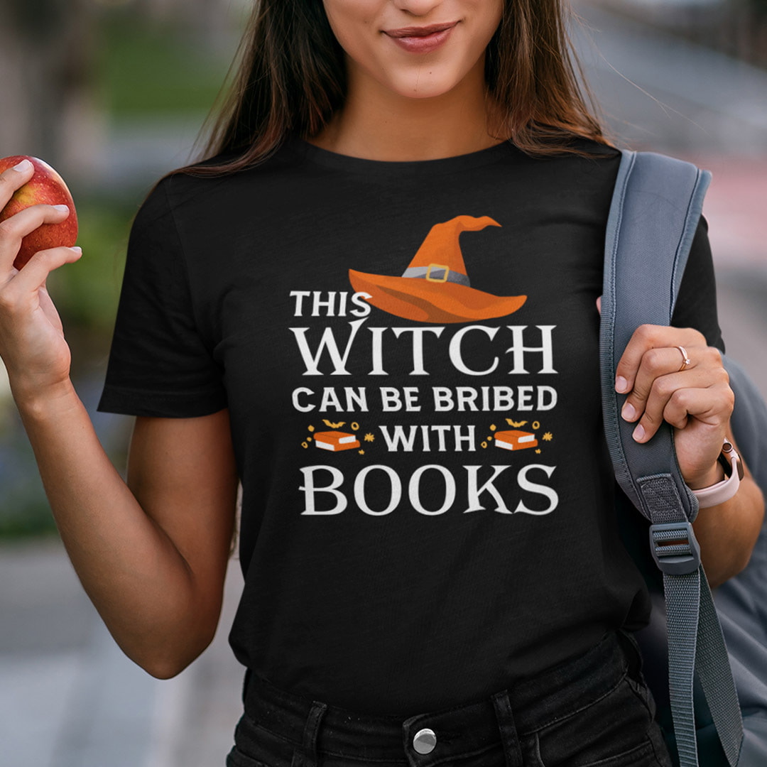 This Witch Can Be Bribed With Books Shirt Halloween