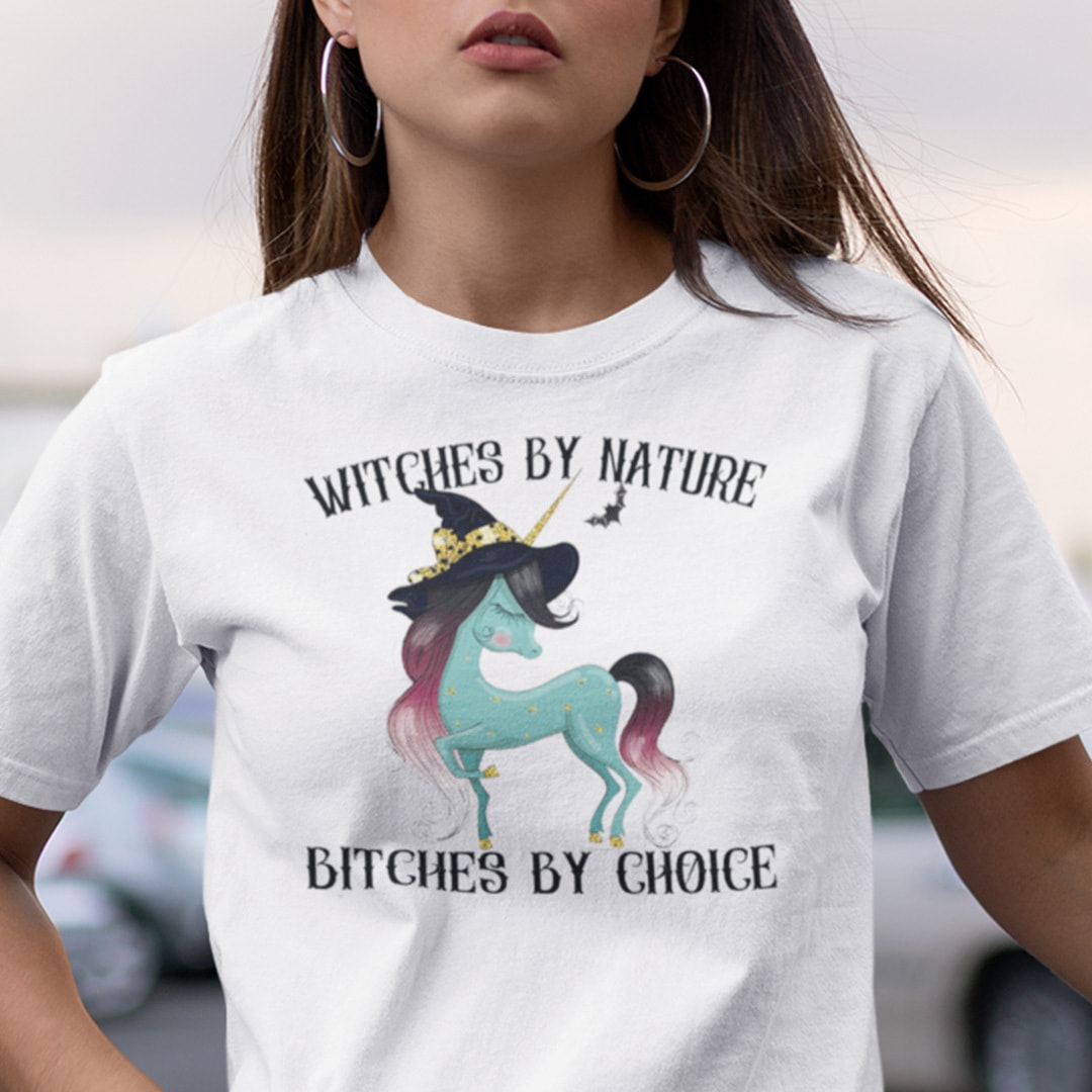 Witches By Nature Bitches By Choice Unicorn Halloween Shirt