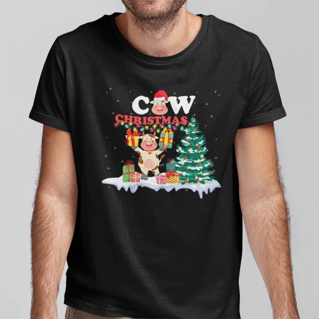 Christmas Cow Shirt Merry Xmas Tee