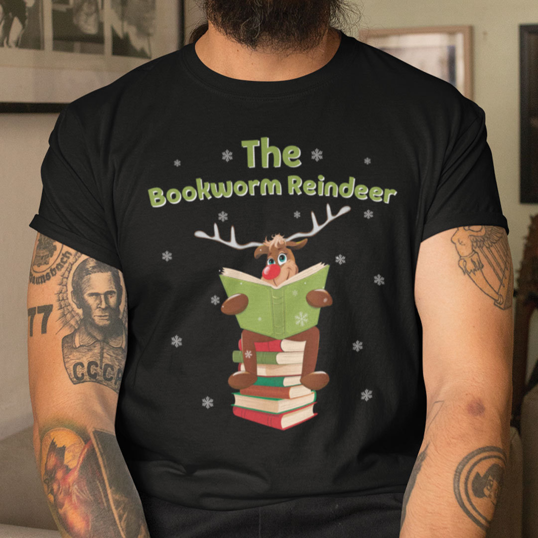 The Bookworm Reindeer Shirt Reindeer Reading Books