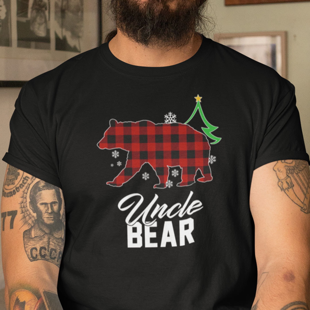 Uncle Bear Christmas Shirt Red Buffalo Plaid Polar Bear