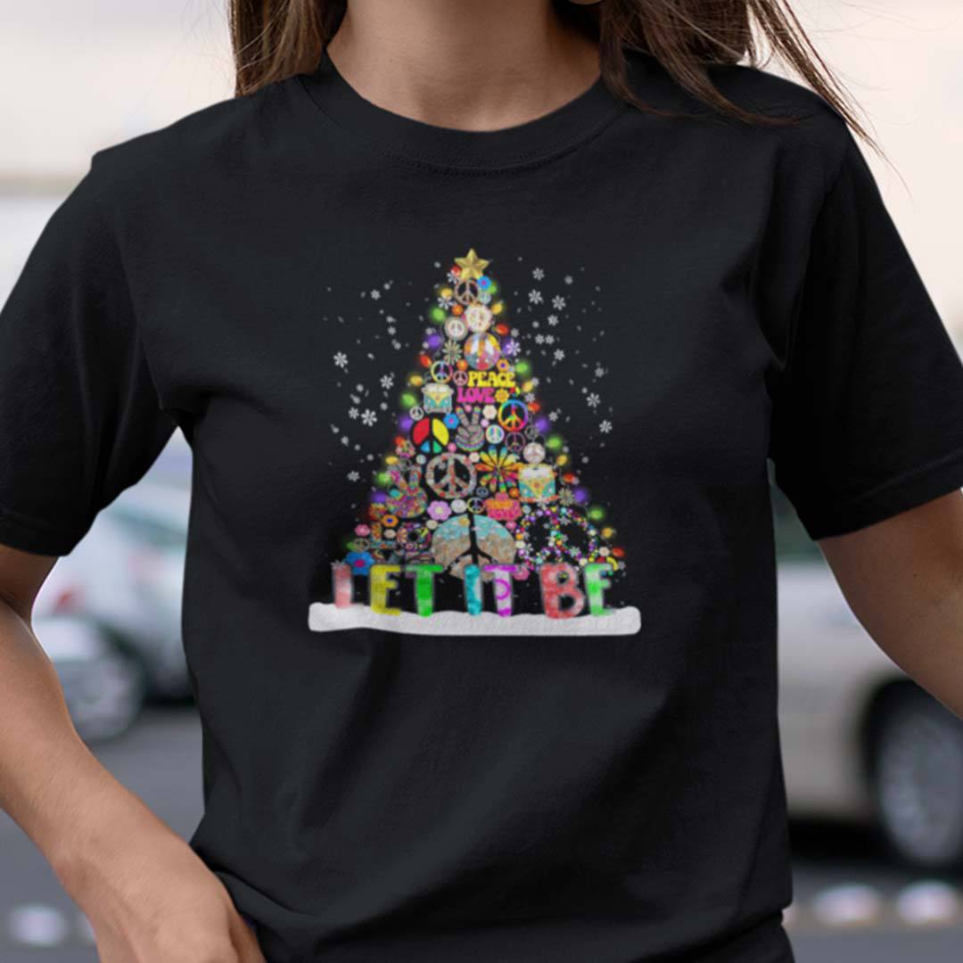 Let It Be Christmas Tree Shirt Peace Symbols