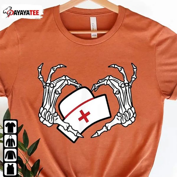 Skeleton Hands Heart Nurse Halloween Shirt Cardiac Nurse Healthcare Paramedic - Ingenious Gifts Your Whole Family