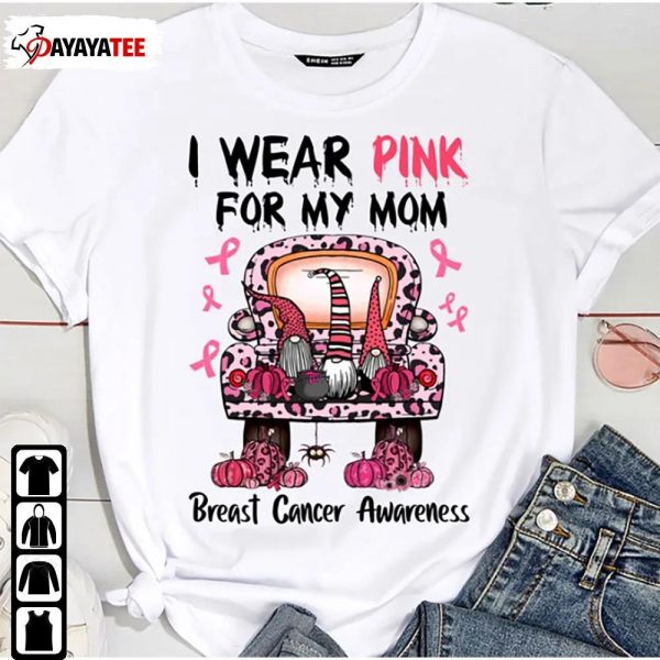 I Wear Pink For My Mom Breast Cancer Awareness Halloween Truck & Gnome Shirt - Ingenious Gifts Your Whole Family