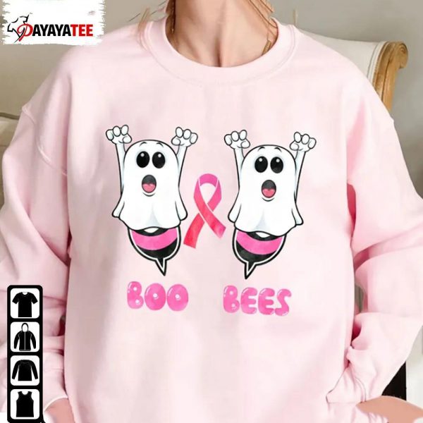 Boo Bees Breast Cancer Sweatshirt Ghost Halloween Cancer Warrior - Ingenious Gifts Your Whole Family