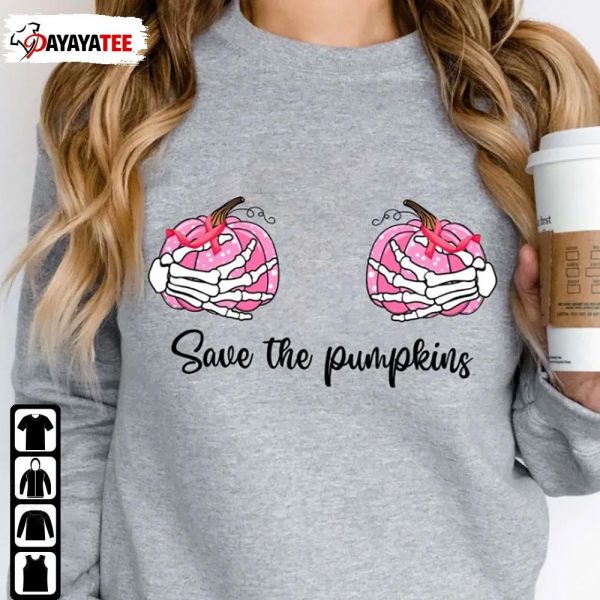 Save The Pumpkins Sweatshirt Halloween Breast Cancer Warrior Awareness - Ingenious Gifts Your Whole Family