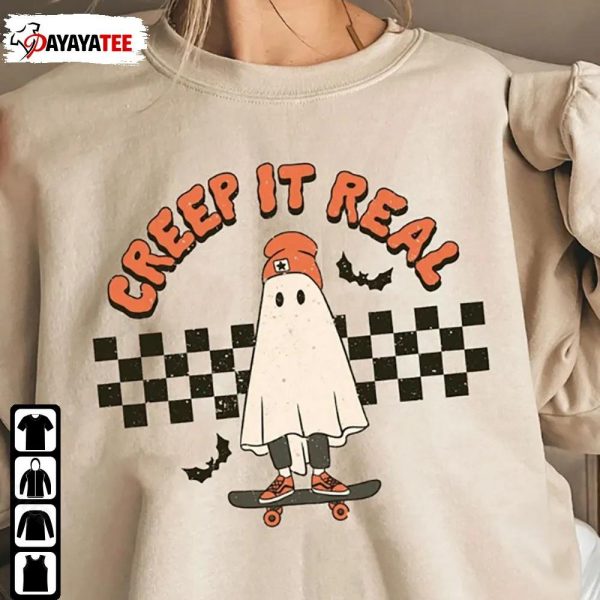Ghost Skateboard Creep It Real Shirt Halloween - Ingenious Gifts Your Whole Family