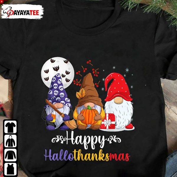 Hallothanksmas Gnomes Shirt Halloween Thanksgiving Christmas Party Gift - Ingenious Gifts Your Whole Family