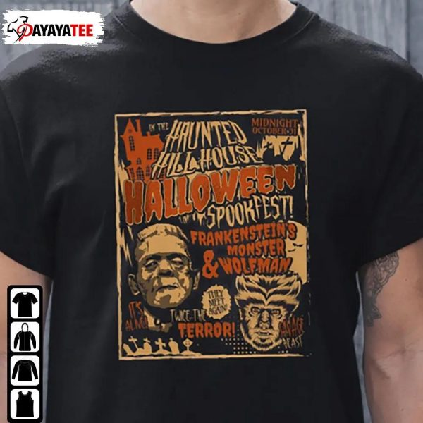 Halloween Frankenstein Shirt Frankenstein And Wolfman Halloween Vintage - Ingenious Gifts Your Whole Family
