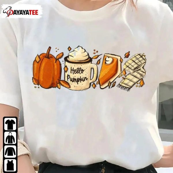 Hello Fall Shirt Pumpkin Thanksgiving Pie Spice Latte Cinnamon - Ingenious Gifts Your Whole Family