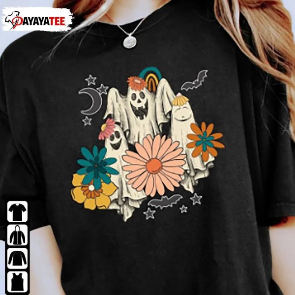 Retro Floral Halloween Ghost Shirt Comfort Colors Ghost Hoodie - Ingenious Gifts Your Whole Family