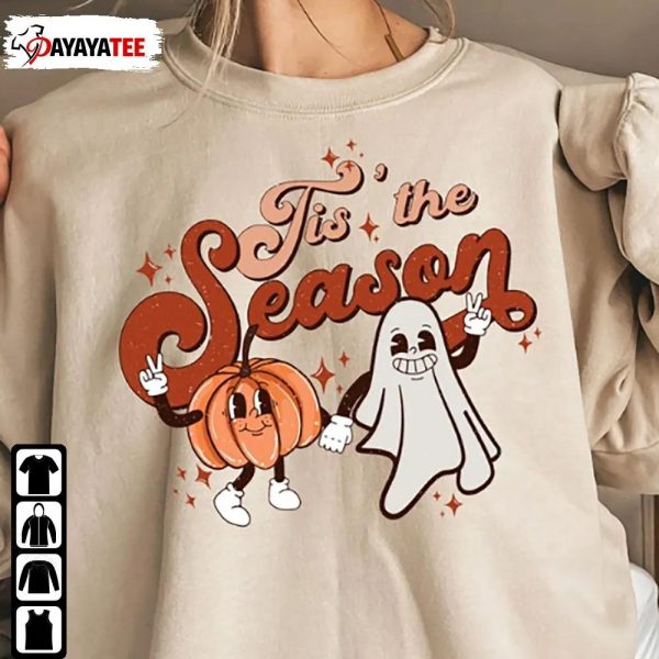 Retro Tis The Season Sweatshirt Halloween Ghost Pumpkin Shirt - Ingenious Gifts Your Whole Family