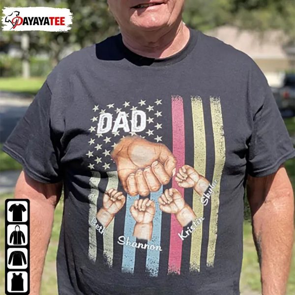 Personalized Dad Christmas Shirt Fist Bump Grandchild Names - Ingenious Gifts Your Whole Family