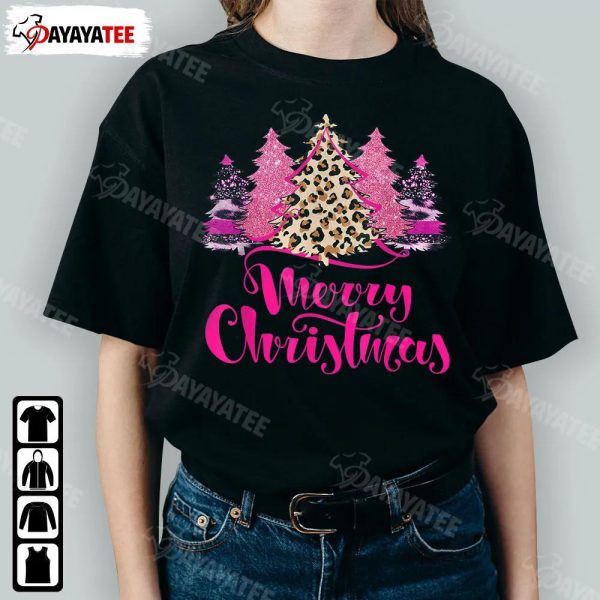 Merry Christmas Tree Pink Shirt Xmas Leopard Matching Family Outfit To Xmas Holiday Party - Ingenious Gifts Your Whole Family