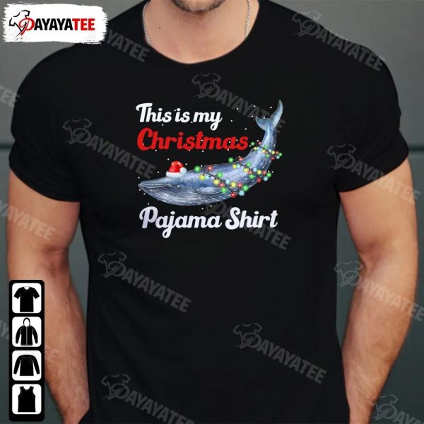 This Is My Christmas Pajama Shirt Blue Whale Christmas Lights Santa Hat - Ingenious Gifts Your Whole Family