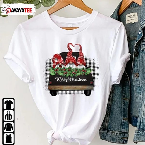 Merry Christmas Gnome Red Truck Shirt Black White Checkered - Ingenious Gifts Your Whole Family