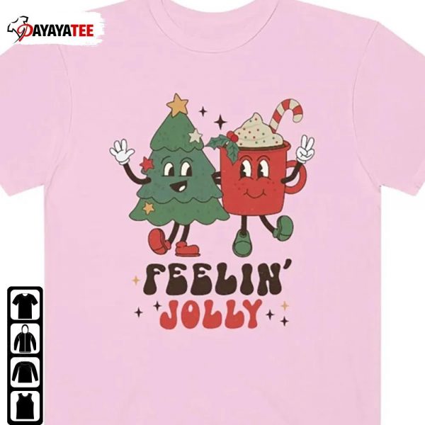 Retro Feeling Jolly Christmas Shirt Pine Tree Hot Cocoa Xmas Gift - Ingenious Gifts Your Whole Family