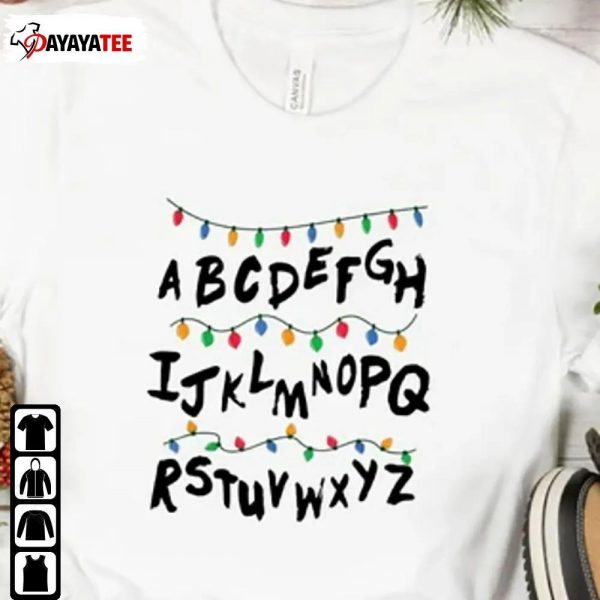 Alphabet Christmas Lights Shirt Merry Xmas Unisex Merch Gift - Ingenious Gifts Your Whole Family