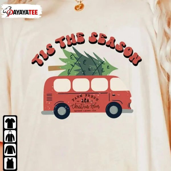Groovy Tis The Season Christmas Shirt Xmas Tree Truck Merch Gift - Ingenious Gifts Your Whole Family