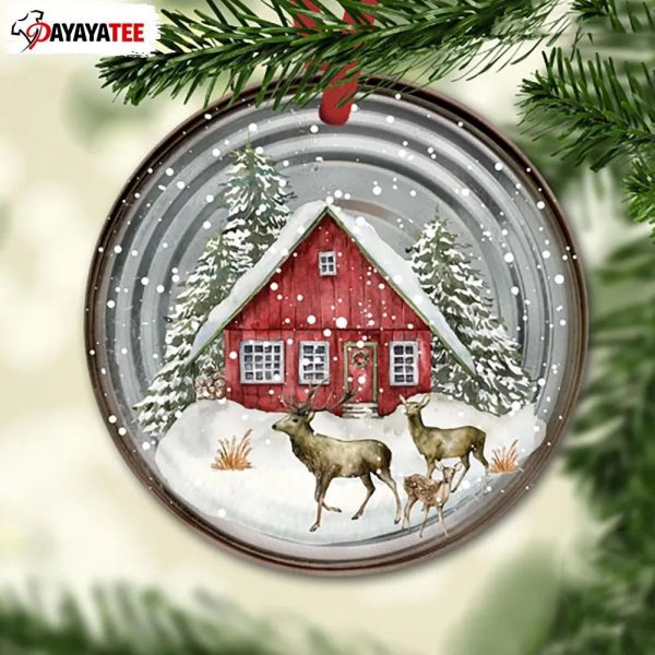 Winter Barn With Deer On Lid Ornament Christmas - Ingenious Gifts Your Whole Family
