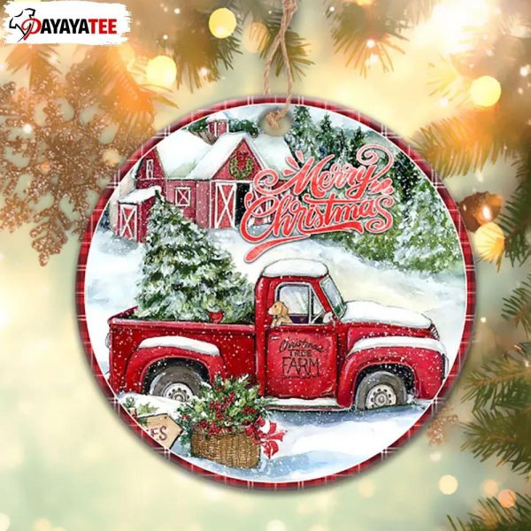 Vintage Red Truck Farmhouse Christmas Ornament Farm Winter Scene - Ingenious Gifts Your Whole Family