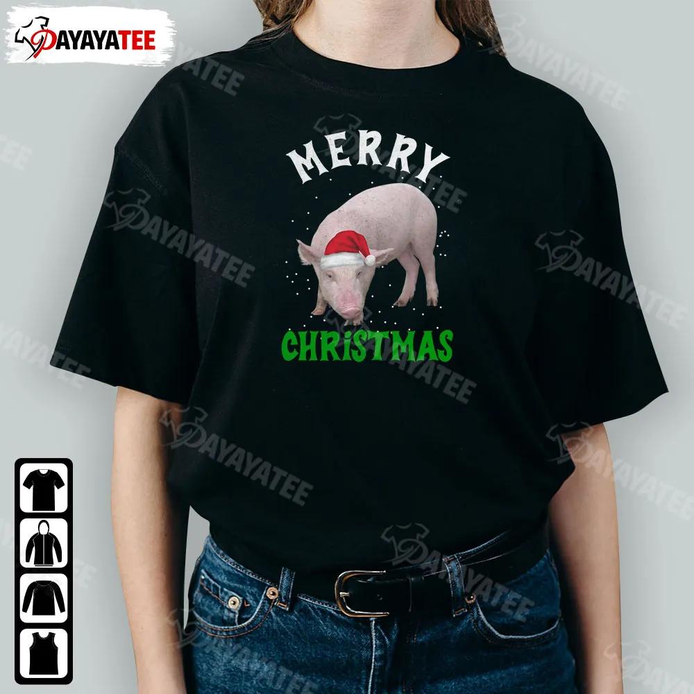 Merry Christmas Lights Pig Shirt Funny Santa Hat Christmas Tree Outfit For Xmas Parties - Ingenious Gifts Your Whole Family